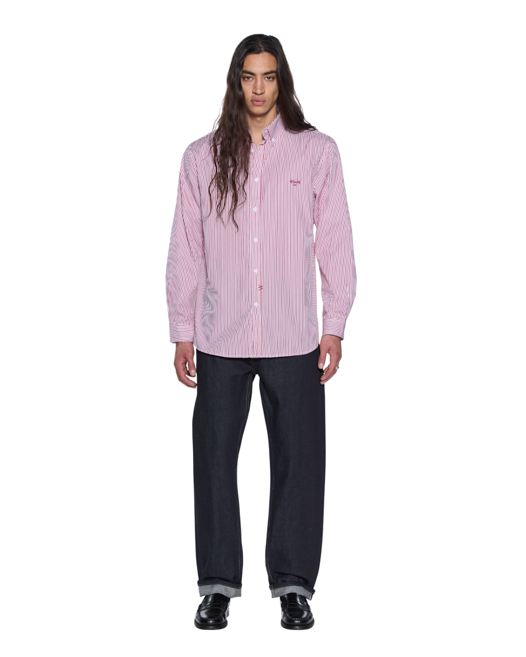 MENS  KADE LS SHIRT RED-WHITE SHIRTS