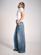 Womens Boyfriend Jean Frenchie Blue Baggy Denim Jeans - Denim