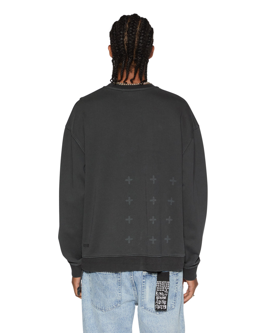Mens 1999 Biggie Crew Faded Black Oversized Fleece - Black