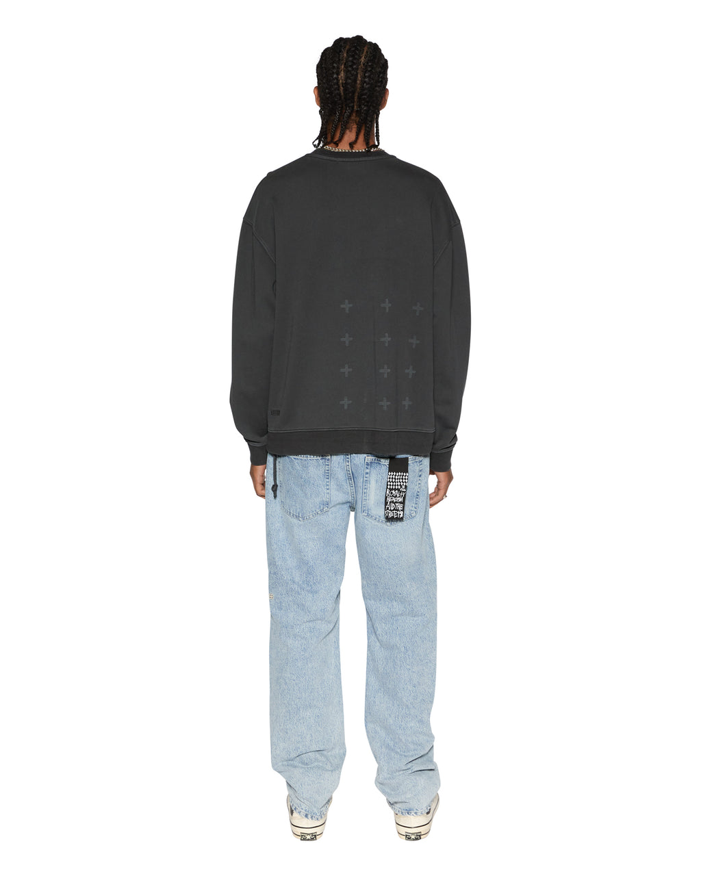 Mens 1999 Biggie Crew Faded Black Oversized Fleece - Black