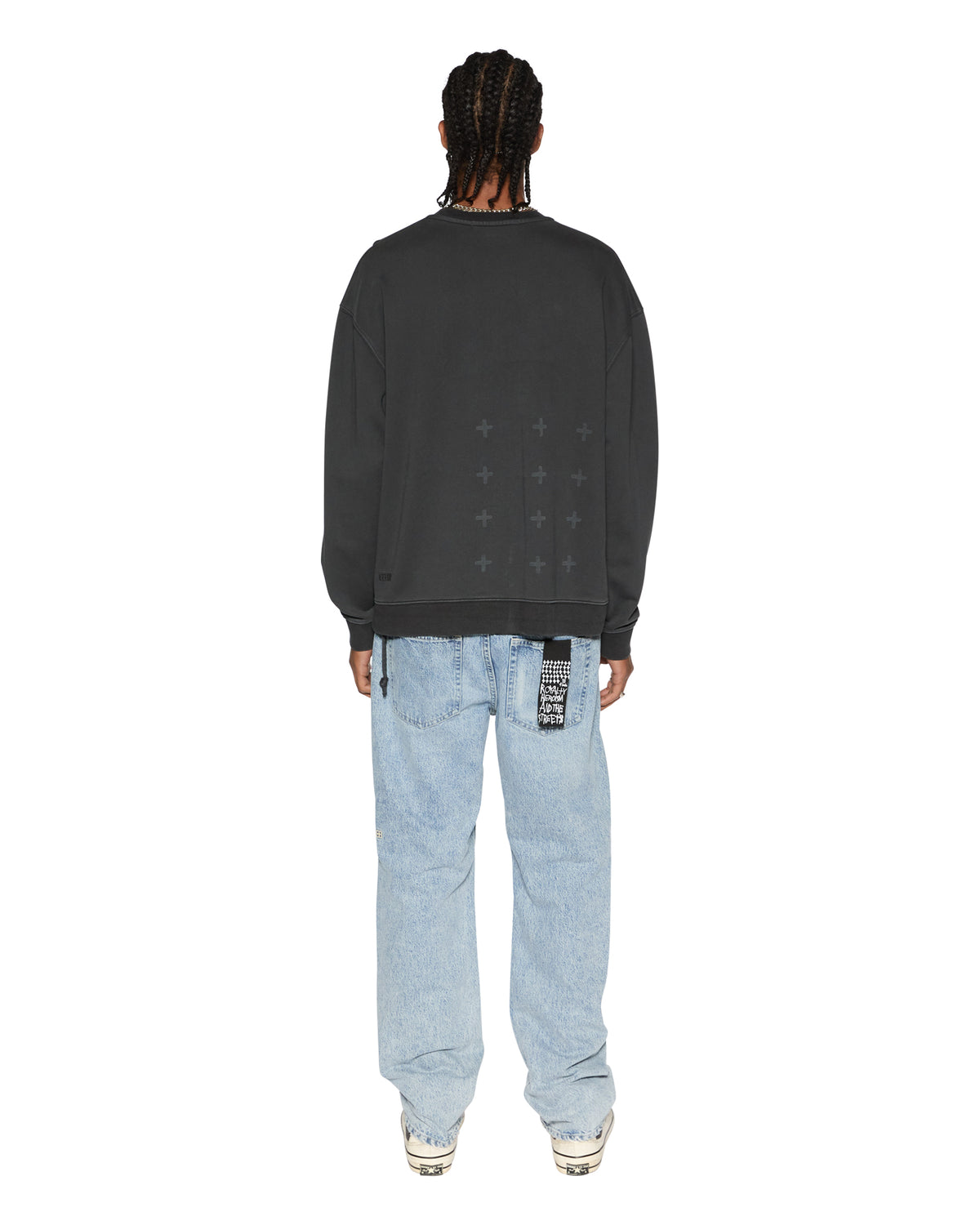 Mens 1999 Biggie Crew Faded Black Oversized Fleece - Black