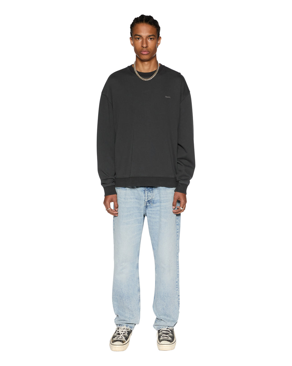 Mens 1999 Biggie Crew Faded Black Oversized Fleece - Black