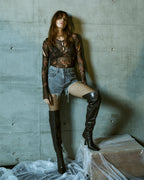 WOMENS VOID MESH LS TOP CONSUMED FASHION TOPS