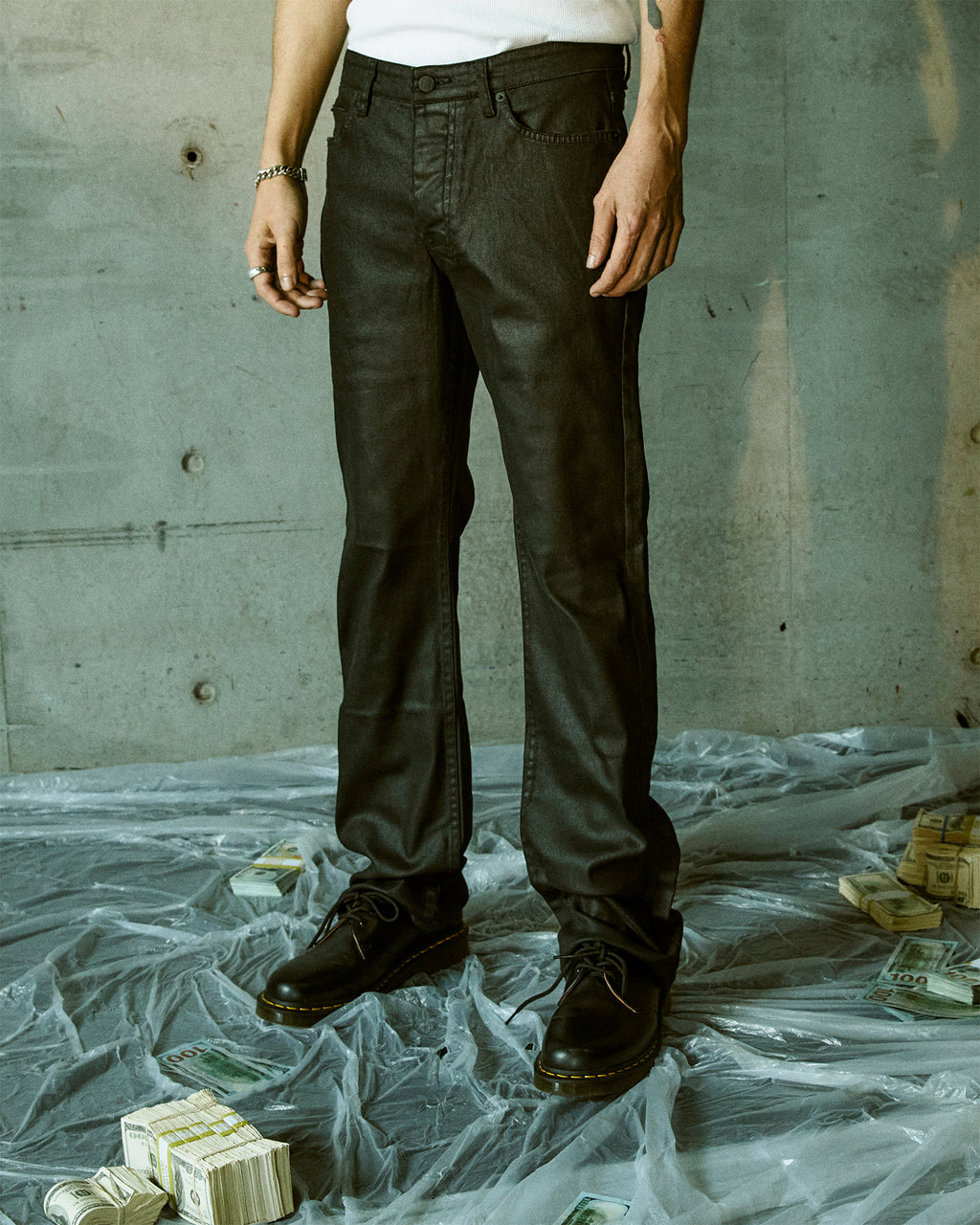 MENS BRONKO BLACK WAX DENIM JEANS