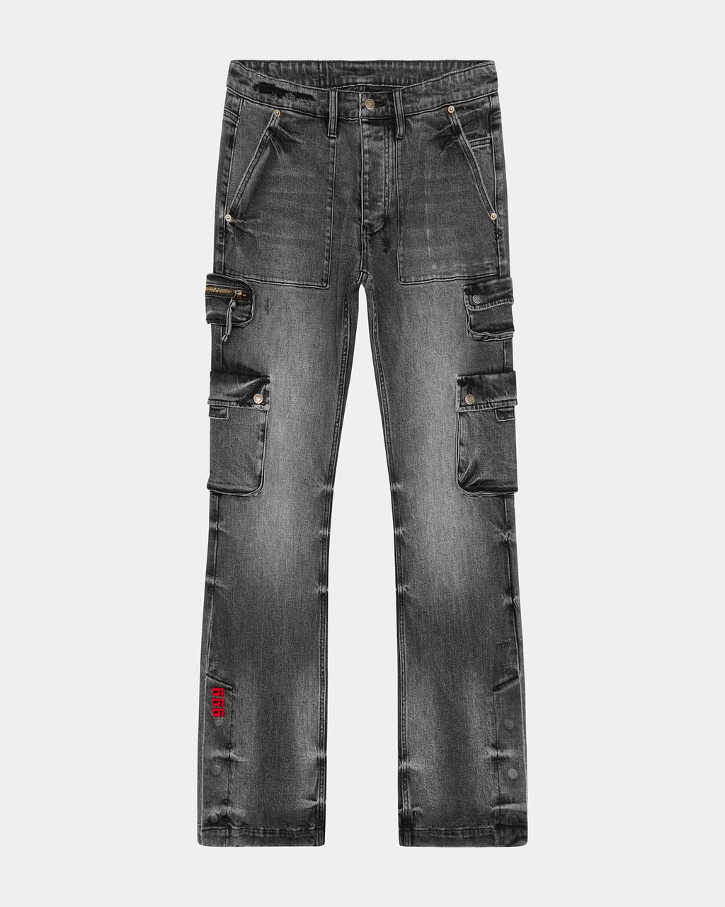 Mens 999 Bronko Cargo Black Bootcut Denim Jeans - Black