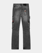 Mens 999 Bronko Cargo Black Bootcut Denim Jeans - Black
