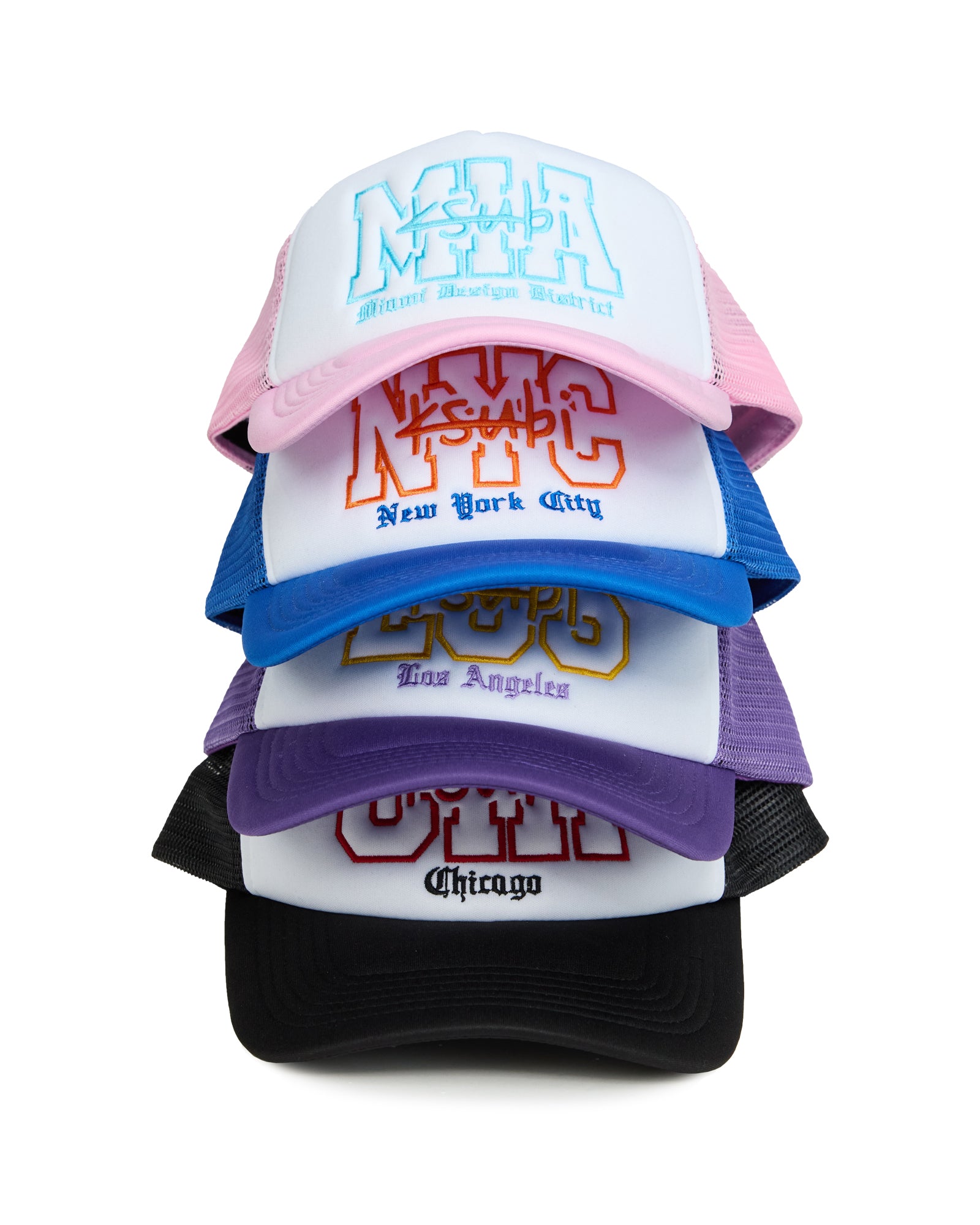 Custom Embroidered Baseball Team Trucker Hat - Mesh Back, Adjustable Snapback, One Size (Miami)