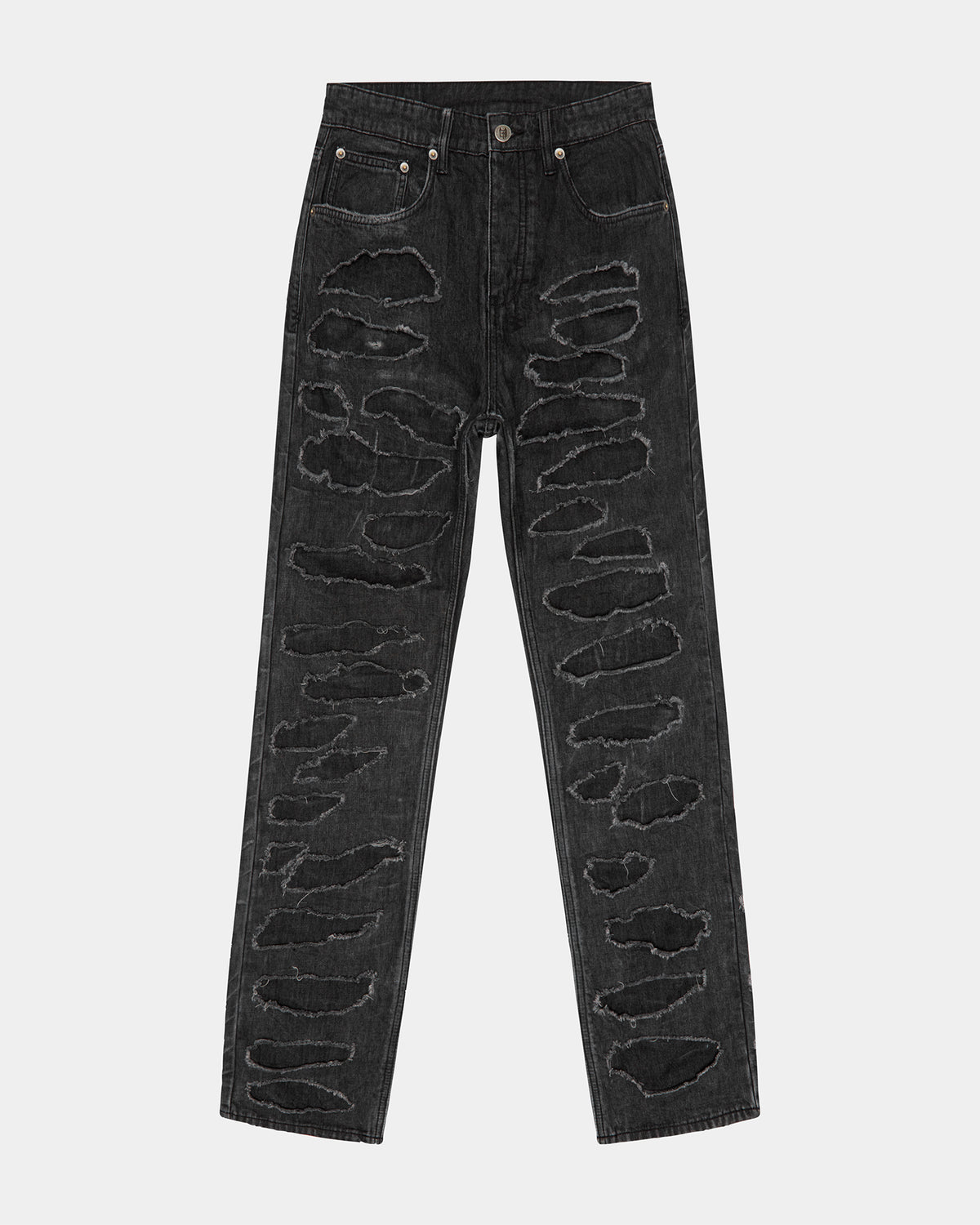 Mens Anti K Shredded Black Relaxed Denim Jeans - Black