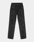 Mens Anti K Shredded Black Relaxed Denim Jeans - Black
