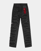 Mens Anti K Shredded Black Relaxed Denim Jeans - Black
