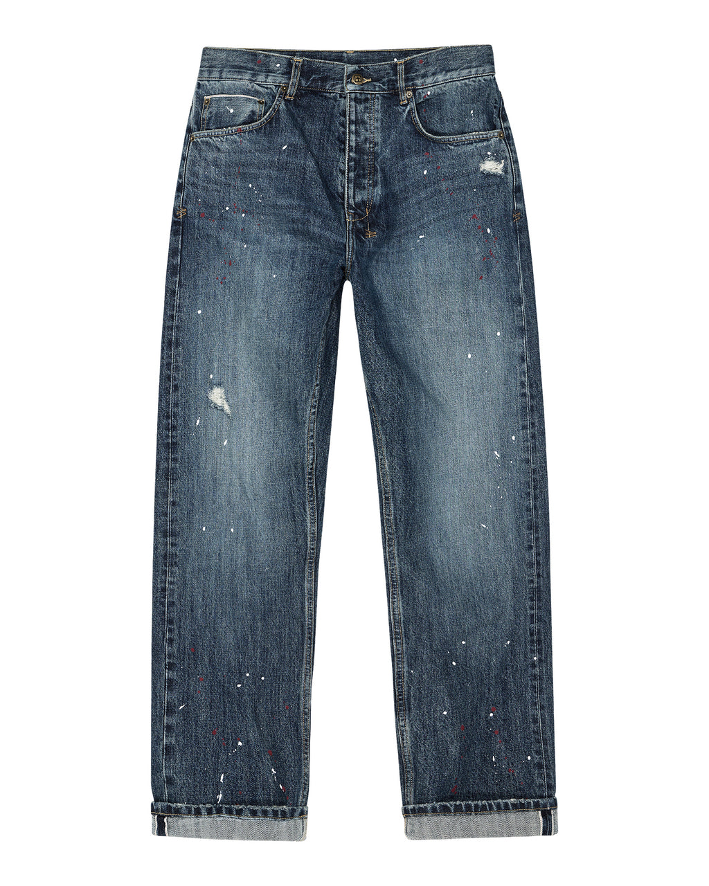Mens Anti K Selvedge Artist Blue Relaxed Denim Jeans - Denim