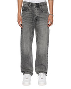 Mens Anti K Worn Grey Relaxed Denim Jeans - Grey
