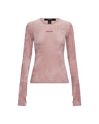 Womens Baby Girl Mesh Ls Top Cameo Pink Slim Fashion Tops - Pink