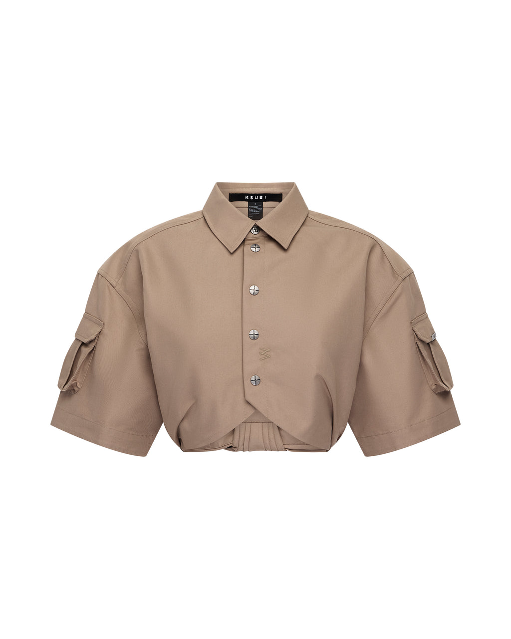 Womens Barker Crop Ss Shirt Tan Cropped Shirts - Tan