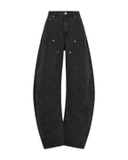 WOMENS BARREL JEAN CARPENTER BLACK DENIM JEANS