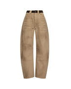 Womens Barrel Jean Carpenter Sierra Tan Barrel Leg Denim Jeans - Tan