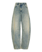 WOMENS BARREL JEAN FOLK DENIM JEANS