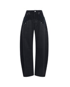 Womens Barrel Jean Saloon Black Barrel Leg Denim Jeans - Black
