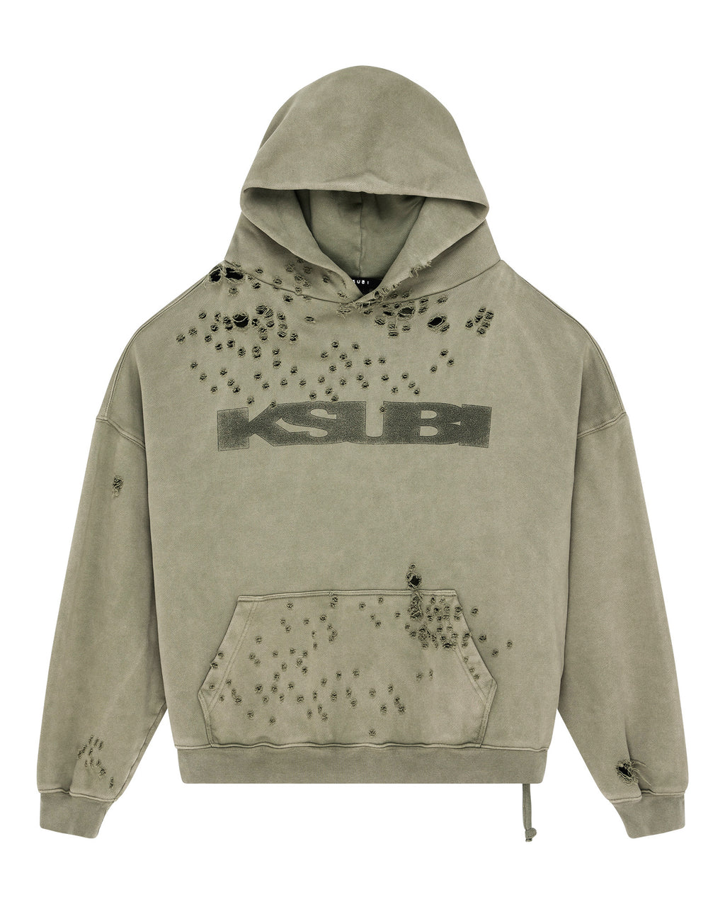 Mens Blasted Ekcess Hoodie Outback Oversized Fleece - Green