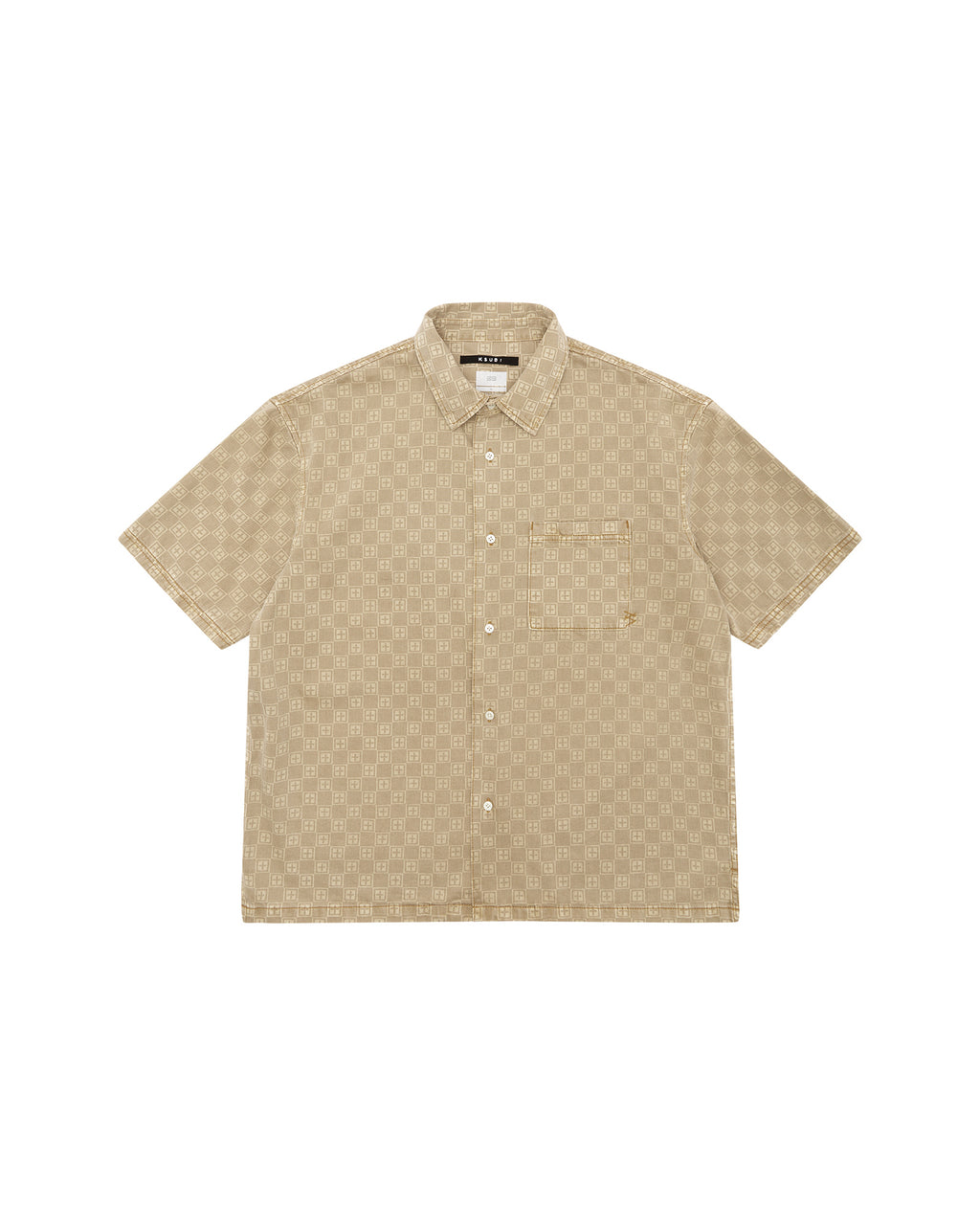 Mens Box Denim Ss Shirt Tan Oversized Shirts - Tan