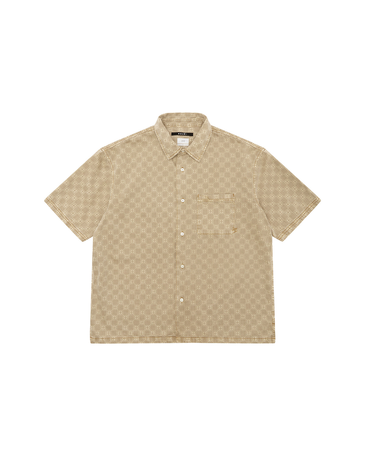 Mens Box Denim Ss Shirt Tan Oversized Shirts - Tan