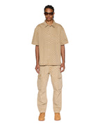 Mens Box Denim Ss Shirt Tan Oversized Shirts - Tan