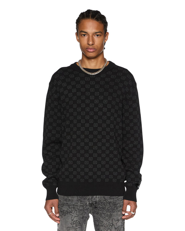 Box Knit Crew Washed Black Sweater | Ksubi ++