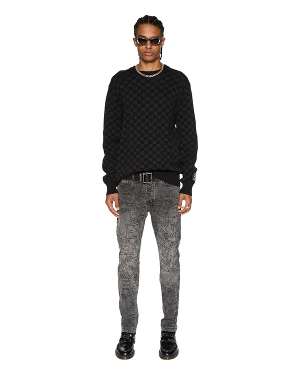 Box Knit Crew Washed Black Sweater | Ksubi ++