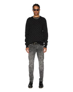 Mens Chitch Stencil Stitch Worn Grey Slim Denim Jeans - Grey
