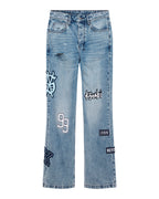 MENS BRONKO STRIKER PATCHED DENIM JEANS