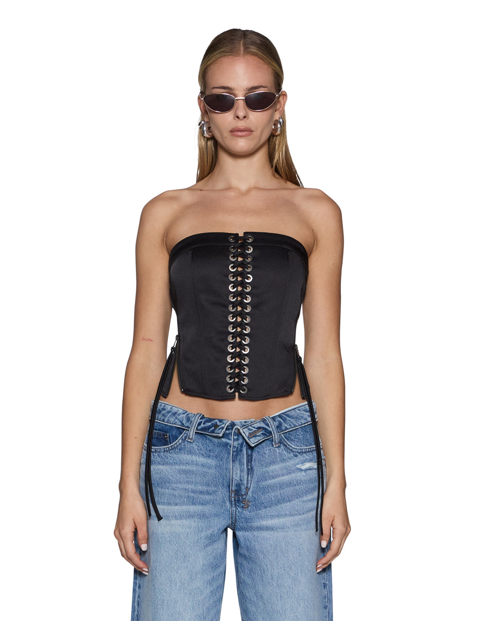 Womens Dutchess Bustier Black Fashion Tops - Black