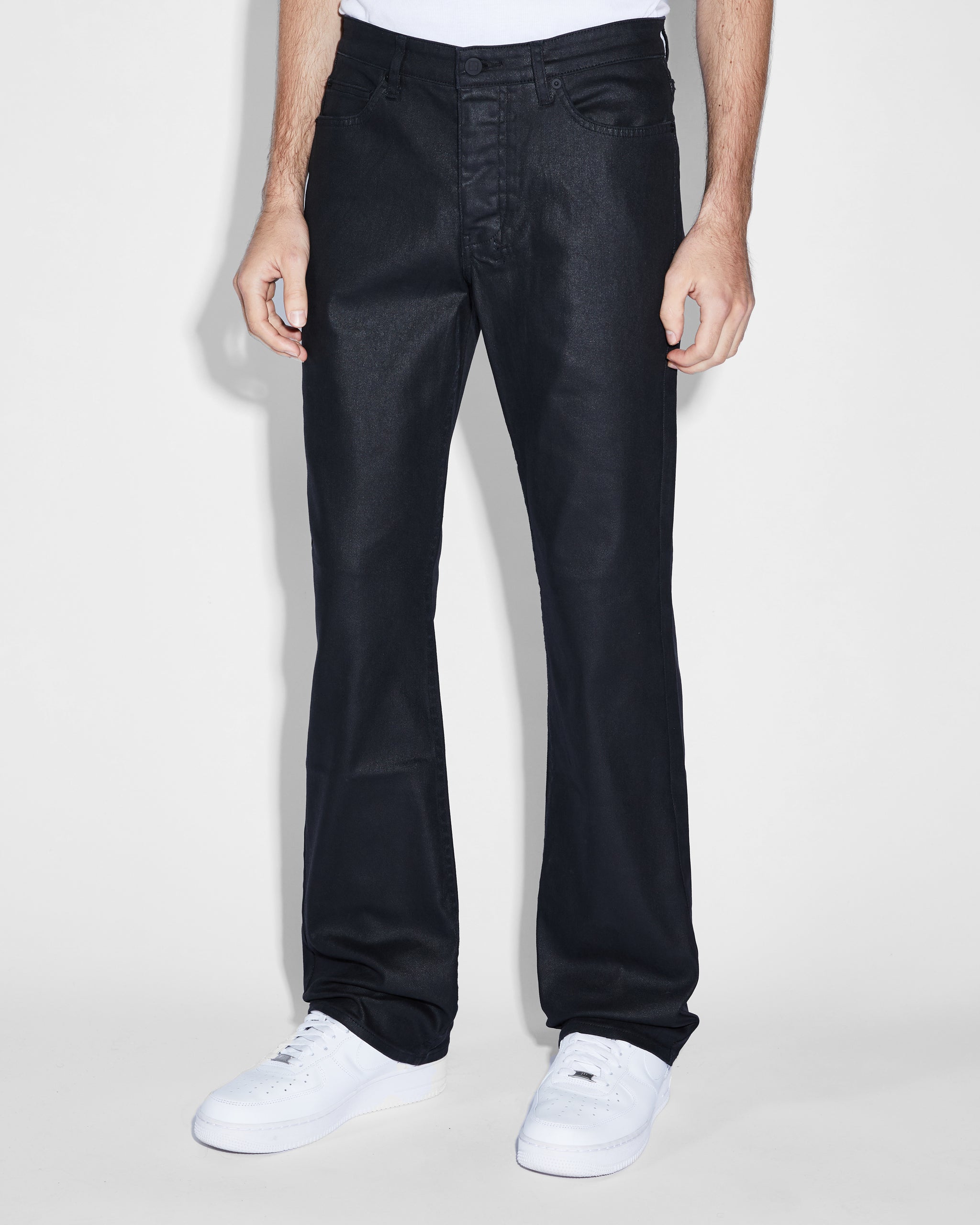 Black Waxed Denim Jeans | Garmentory
