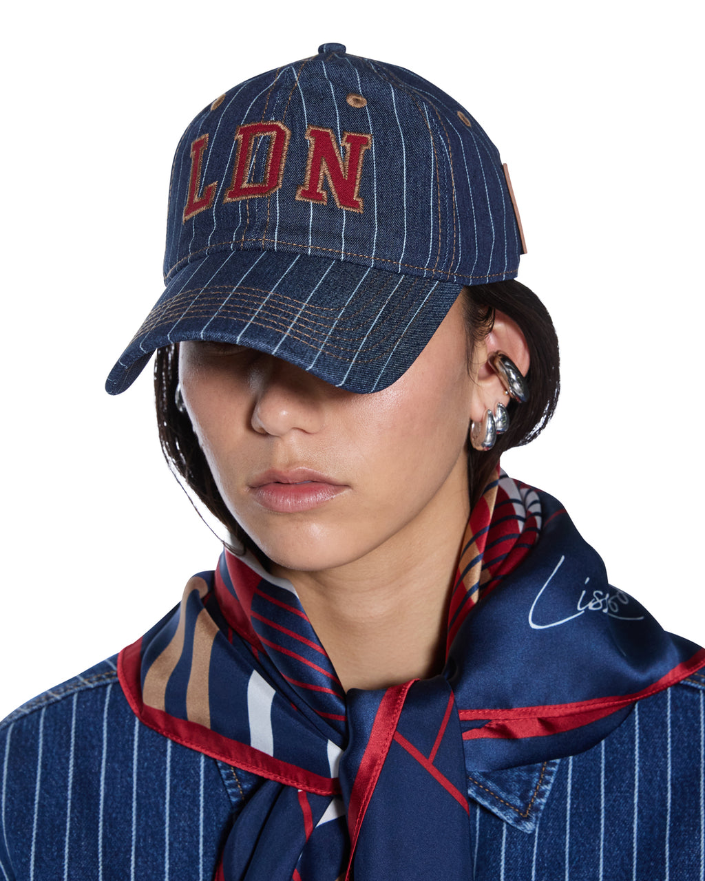 LDN RETRO CAP NAVY PINSTRIPE HEADWEAR