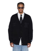 Mens Salud Cardigan Jet Black Regular Knitwear - Black