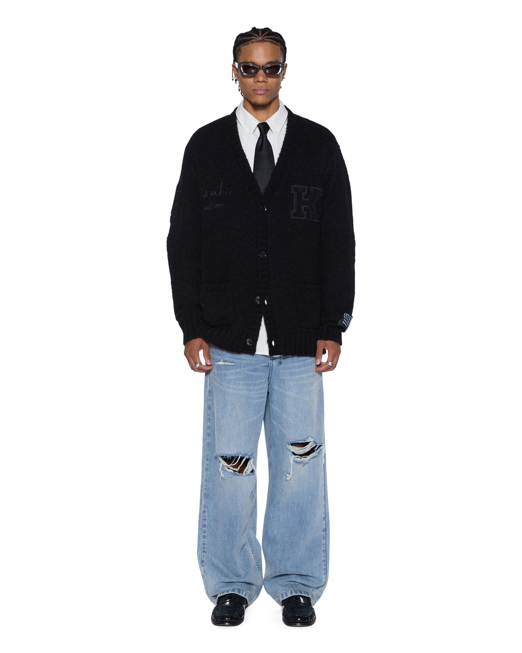Mens Salud Cardigan Jet Black Regular Knitwear - Black