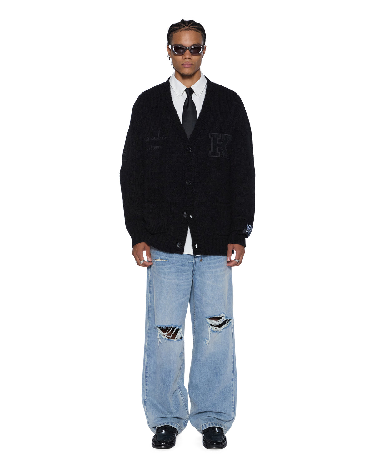 Mens Salud Cardigan Jet Black Regular Knitwear - Black
