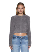 Womens Fable Cardi Fluffy Cream Regular Knitwear - Grey