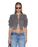 Womens Fable Cardi Fluffy Cream Regular Knitwear - Grey