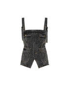 Womens Cargo Top Cinder Slim Fashion Tops - Black