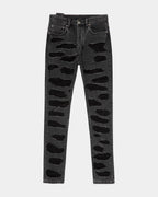 Mens Chitch Shredded Black Slim Denim Jeans - Black