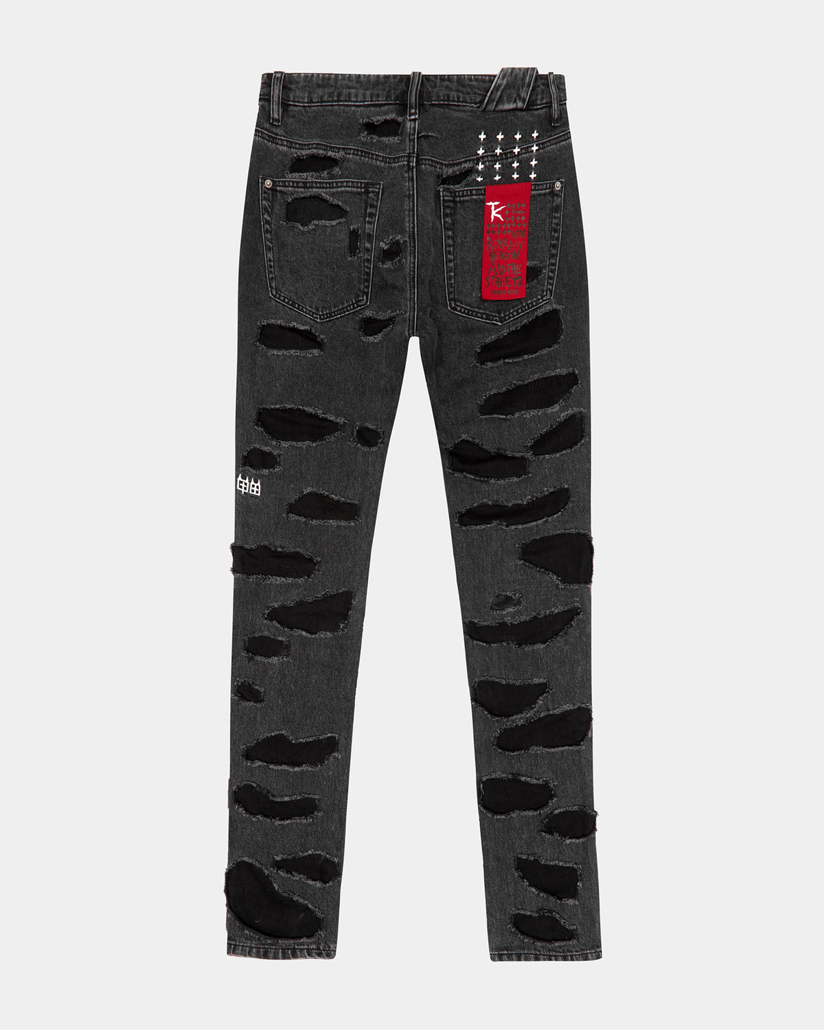 Mens Chitch Shredded Black Slim Denim Jeans - Black