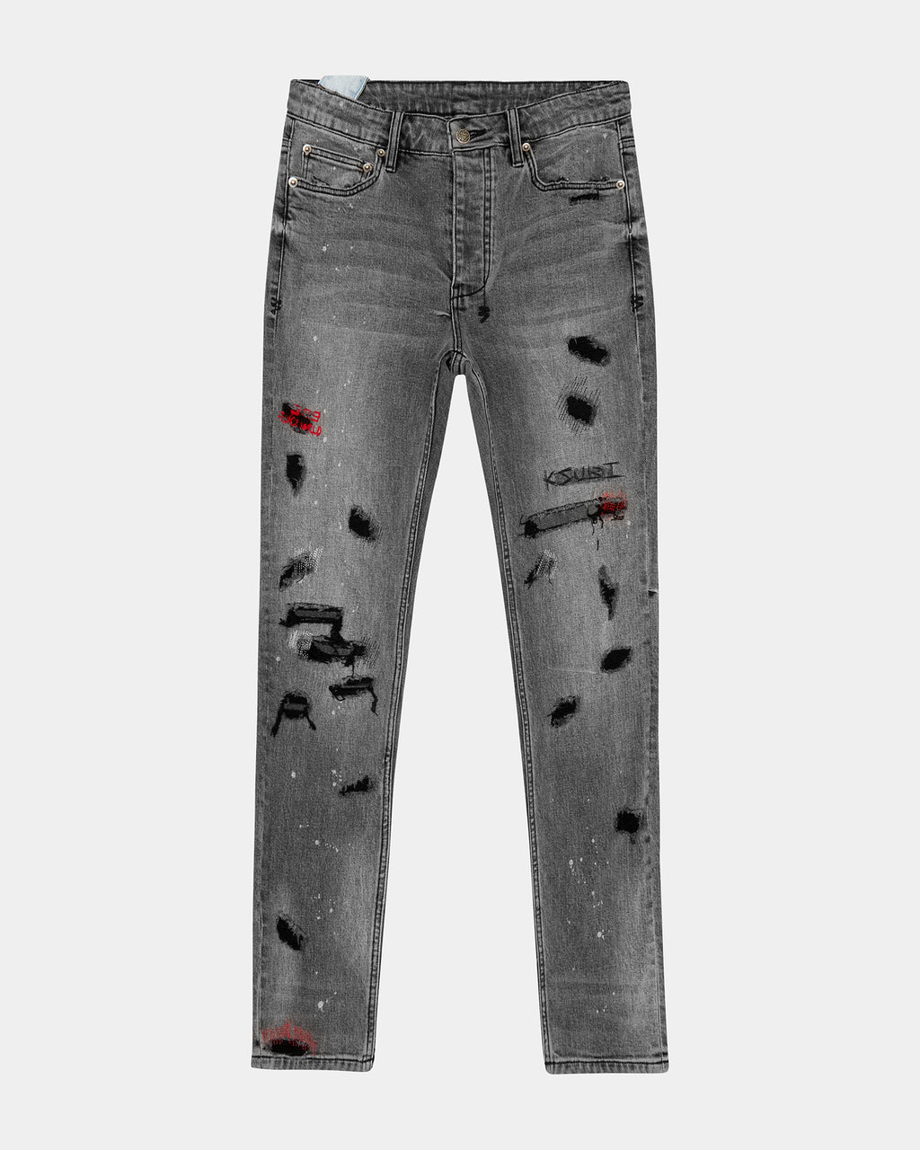 Mens Chitch Trashed Devil Slim Denim Jeans - Denim
