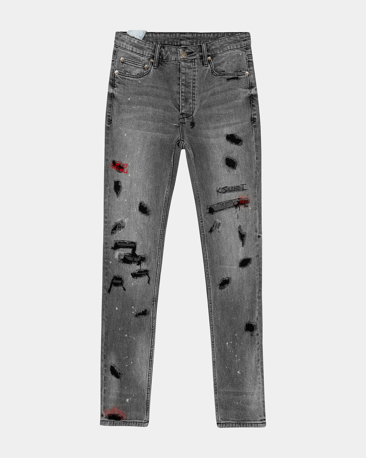 Mens Chitch Trashed Devil Slim Denim Jeans - Denim