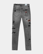 Mens Chitch Trashed Devil Slim Denim Jeans - Denim