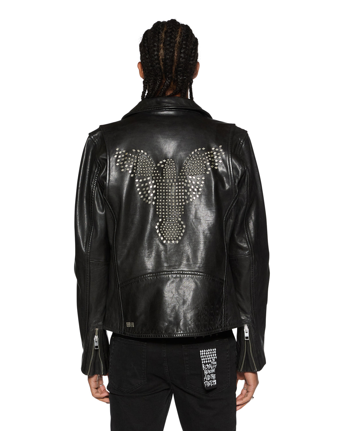 Mens Eagle Leather Jacket Black Regular Jackets - Black