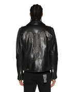 Mens Eagle Leather Jacket Black Regular Jackets - Black