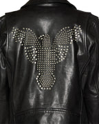 Mens Eagle Leather Jacket Black Regular Jackets - Black