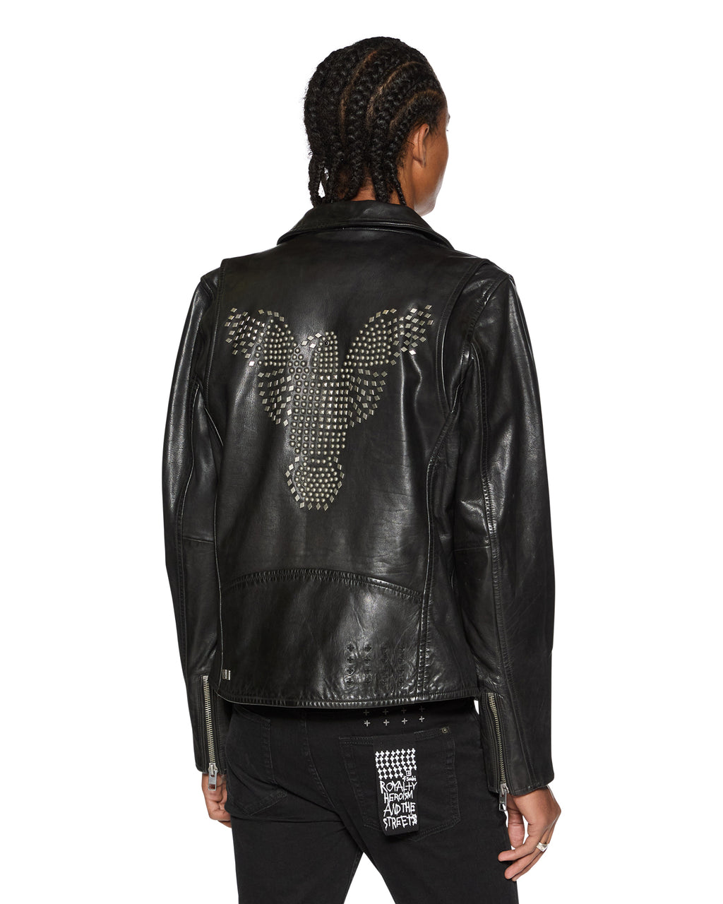 Mens Eagle Leather Jacket Black Regular Jackets - Black