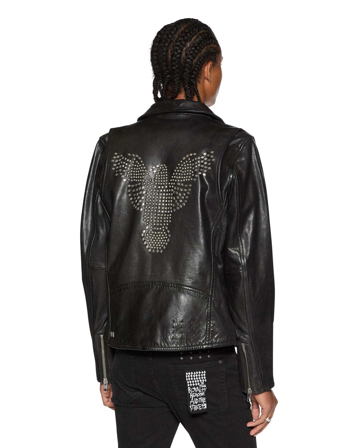 Mens Eagle Leather Jacket Black Regular Jackets - Black