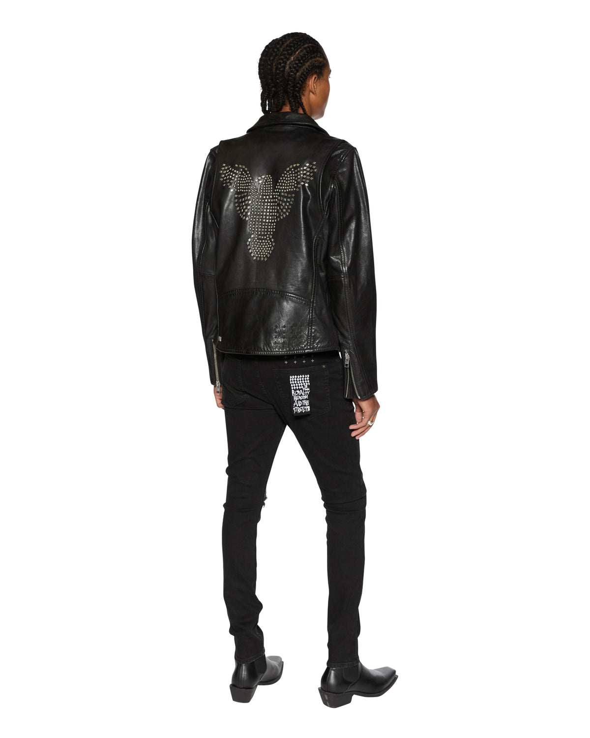 Mens Eagle Leather Jacket Black Regular Jackets - Black